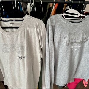 Karl Lagerfeld Logo Light Gray and Cream Sweatshirts